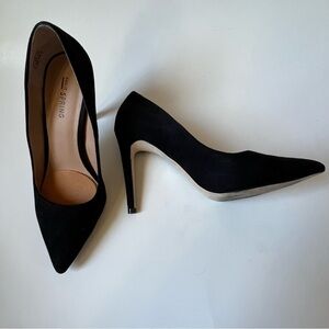 Black Suede Like Pointy Toe Pump, 5 Inches Stiletto Heel